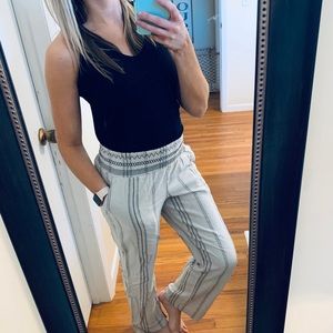 Striped Linen Wide Leg Pants